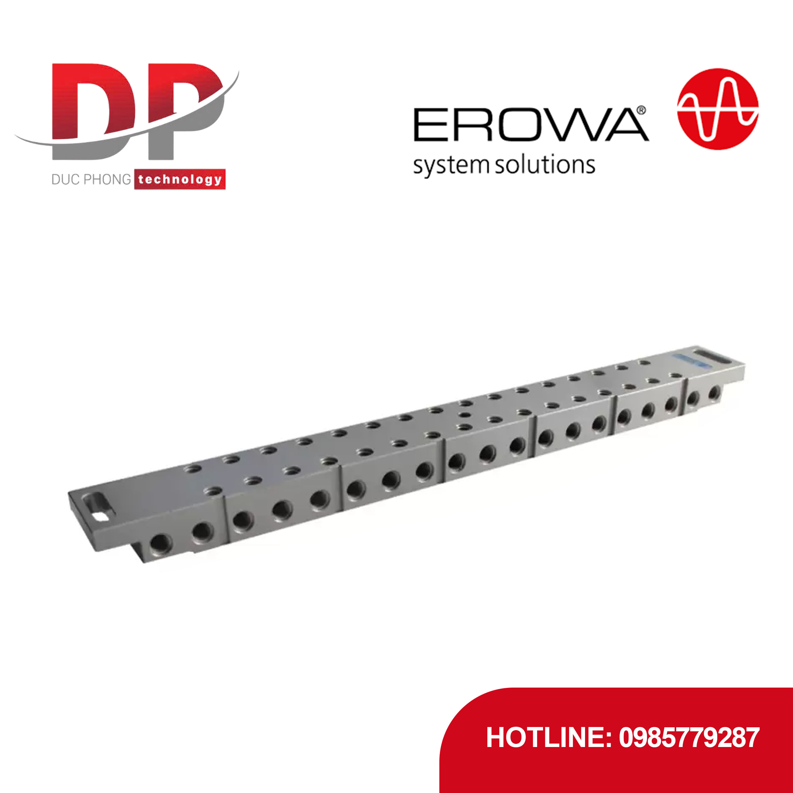 Thanh kẹp EROWA F-Tool FT-01827 dài 380 mm H22, chống ăn mòn, cho cắt dây EDM