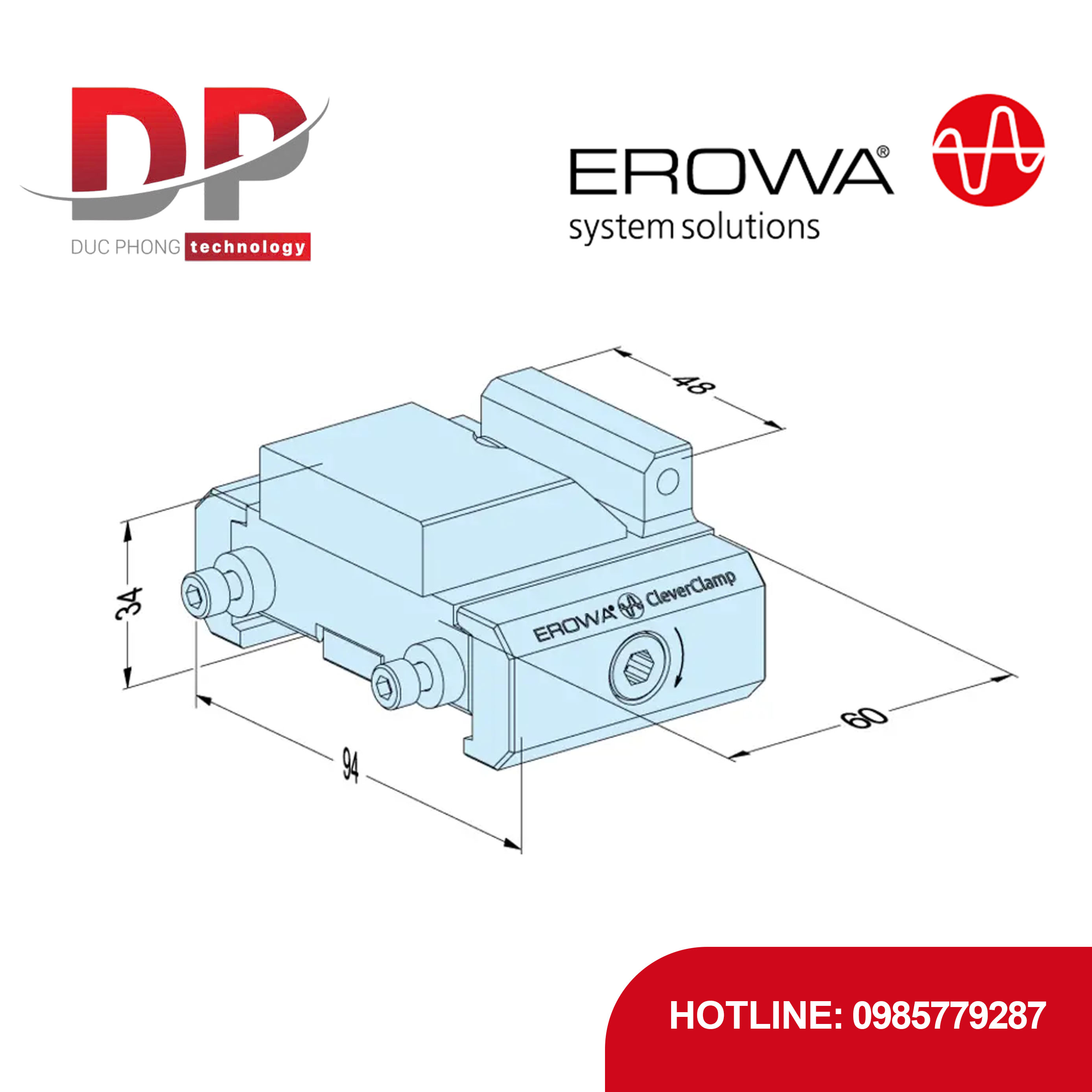 Thanh trượt tuyến tính EROWA ER-099285 Multi-Flat, CleverClamp, lực kẹp 16kN