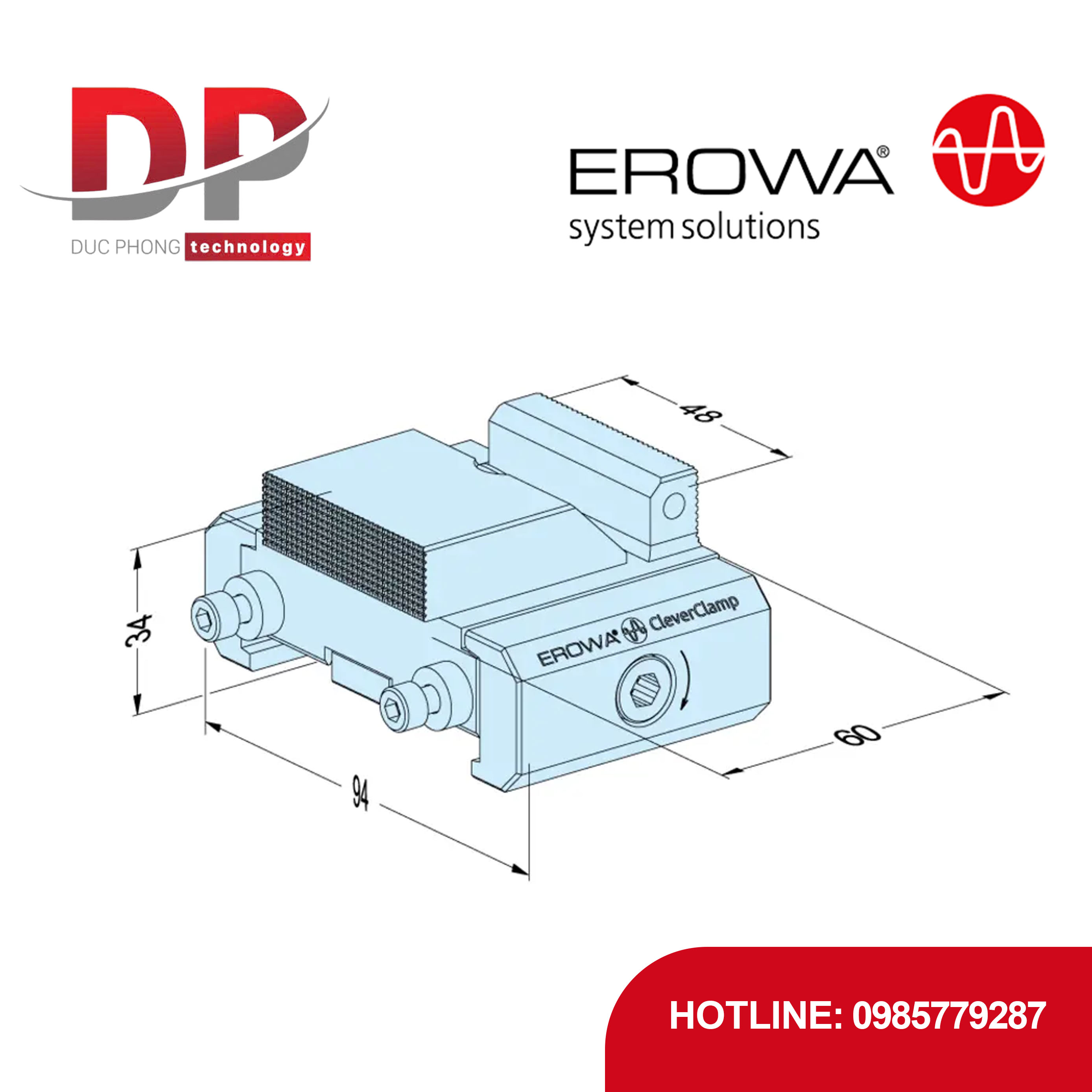 Thanh trượt tuyến tính EROWA ER-099286 Multi-Grip, CleverClamp, lực kẹp 16kN