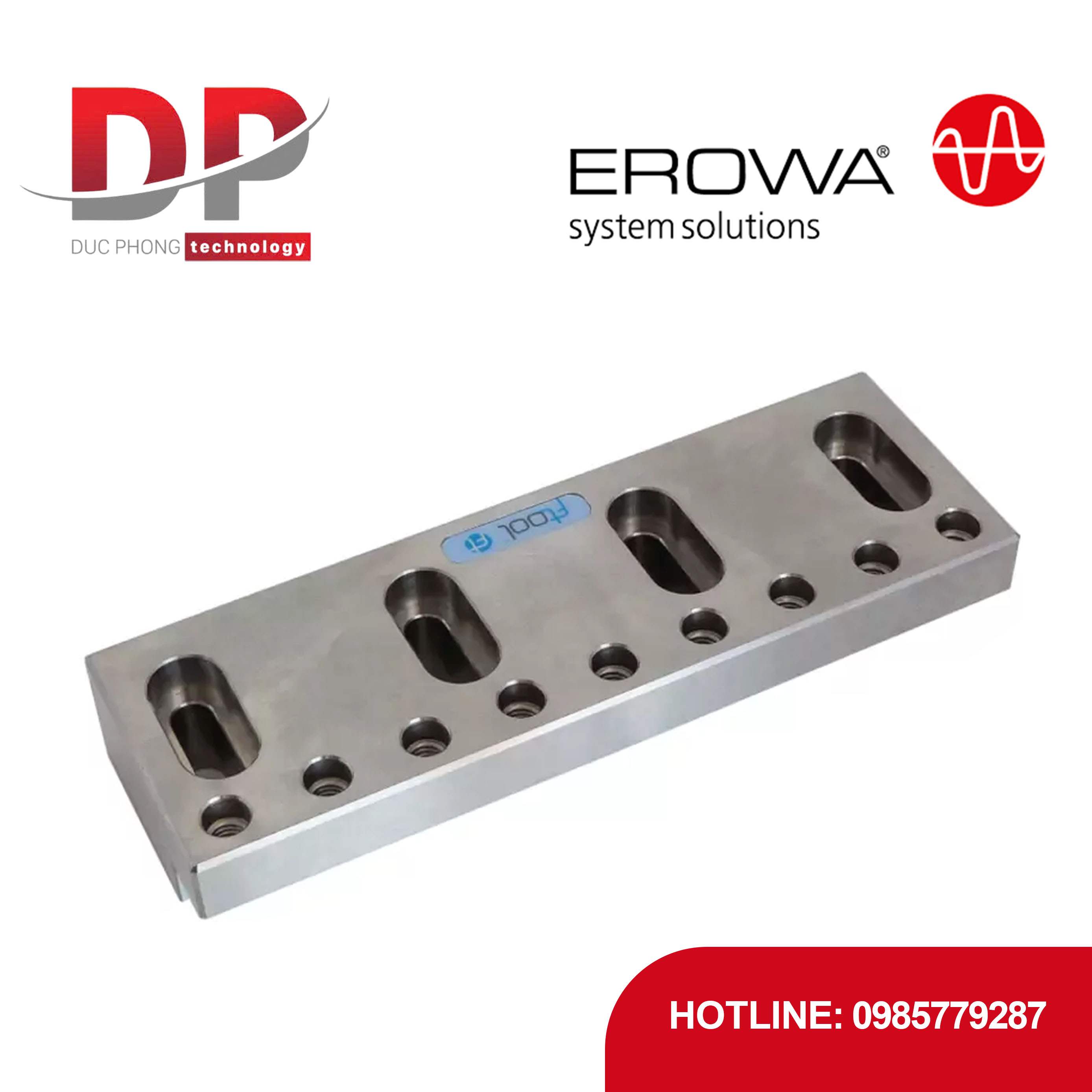 Thước cơ bản EROWA F-Tool FT-01859 180 mm ML, lỗ dài, chống ăn mòn, cho cắt dây EDM