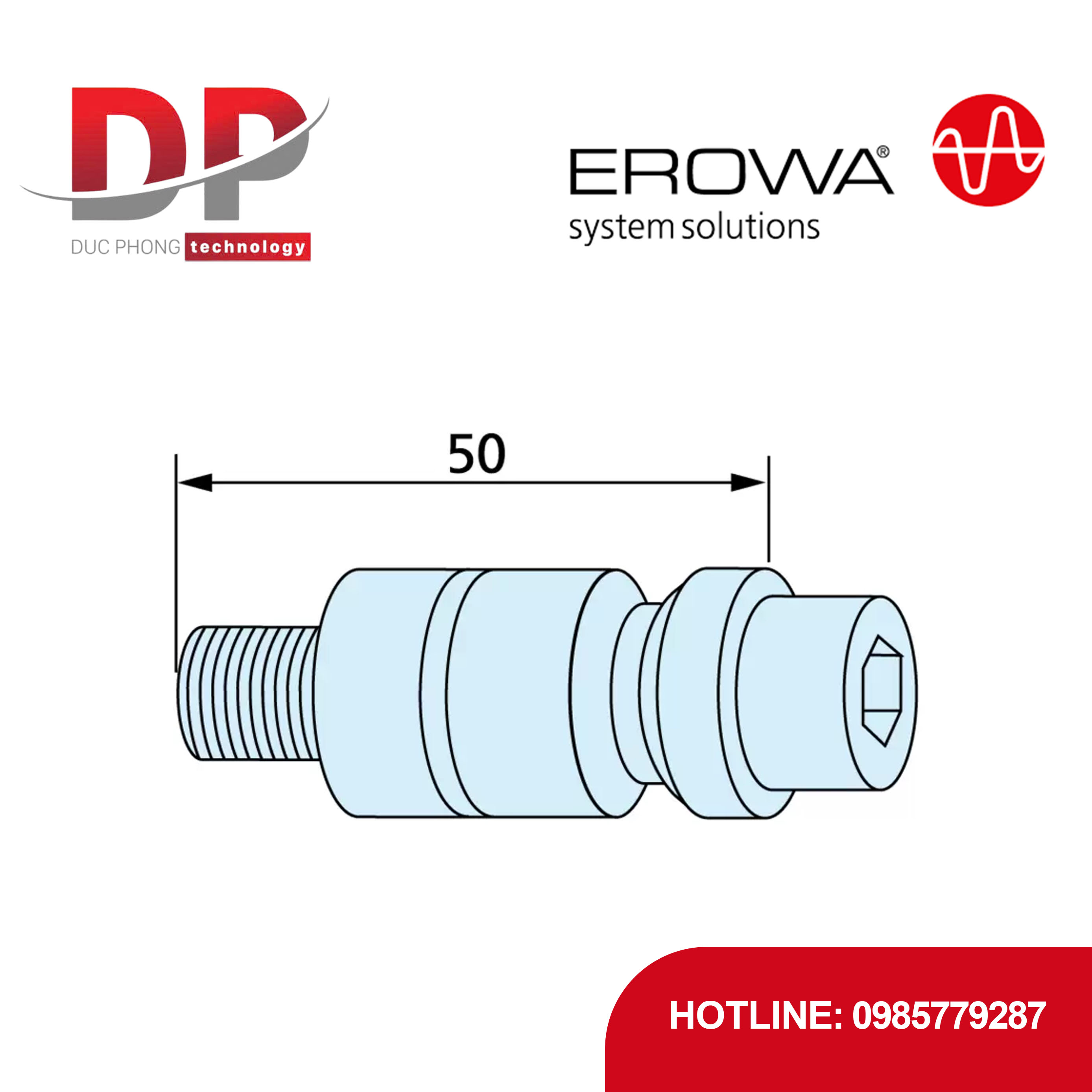 Trục kẹp EROWA ER-010751 F/M Inox, thép không gỉ, 20 chiếc, cho WEDM