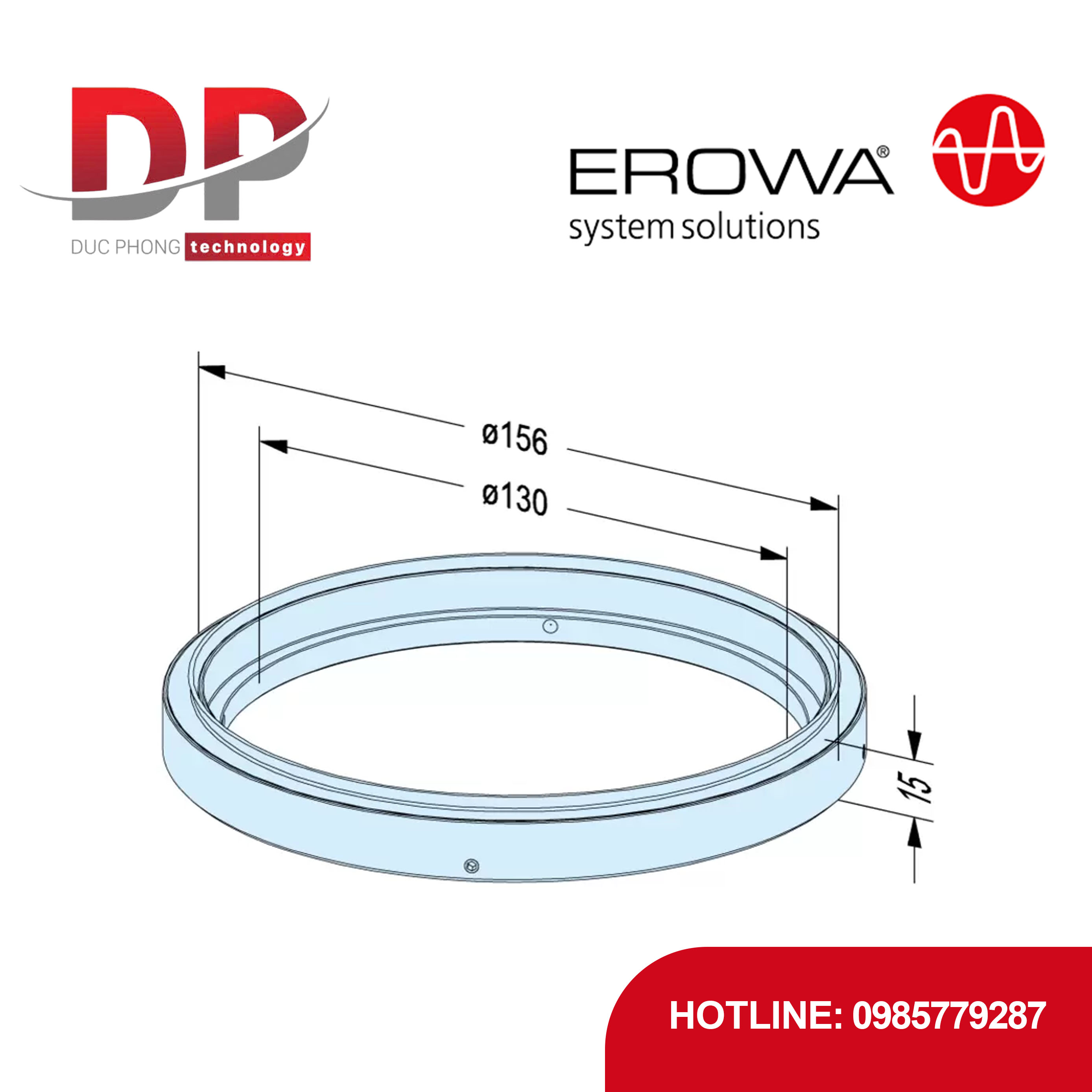 Vòng đệm kín EROWA ER-115722 PowerChuck P Ø 148 mm, nhôm anode hóa, chống bụi bẩn/phoi