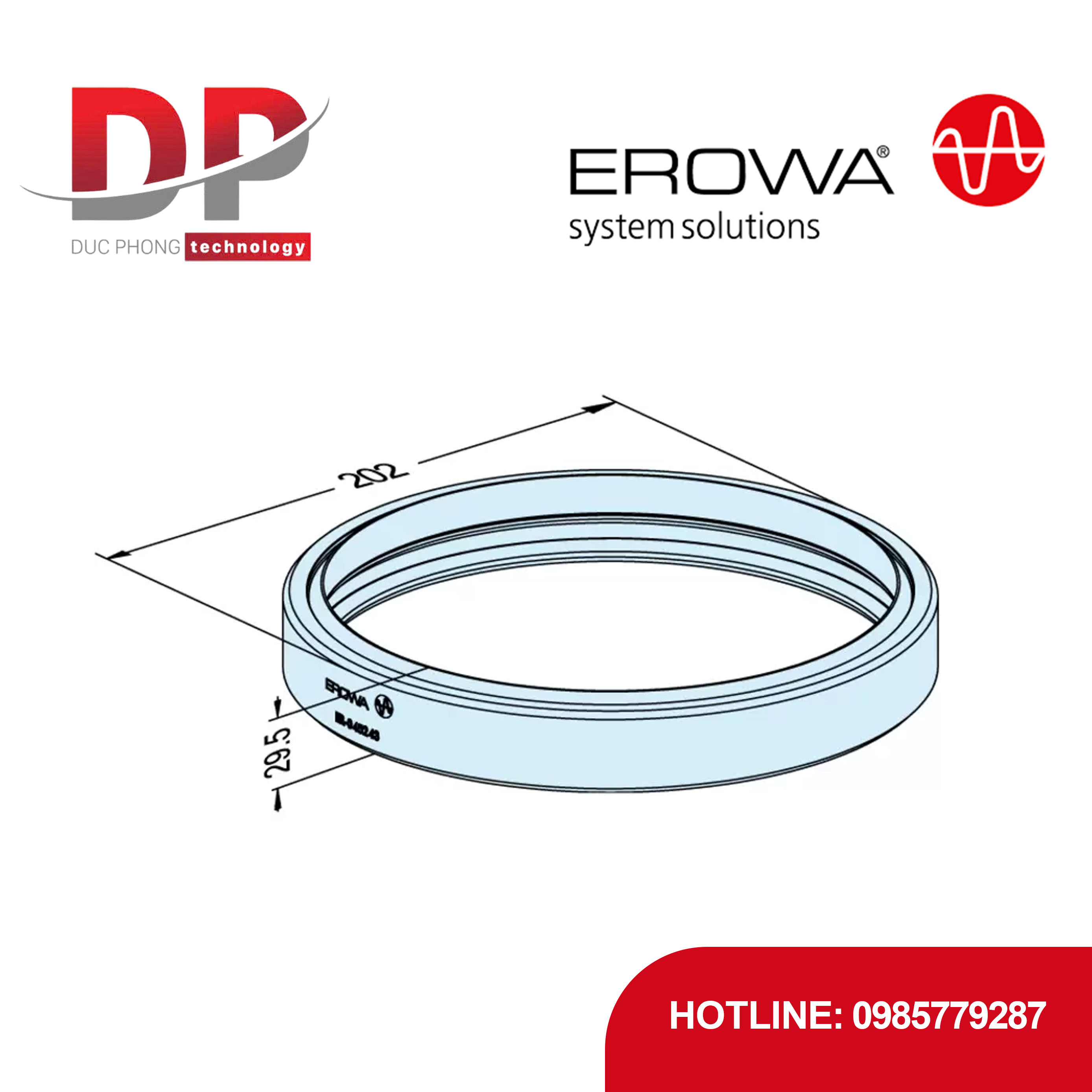 Vòng đệm kín EROWA ER-045243 PC 210, có cần gạt, bảo vệ ProductionChuck 210