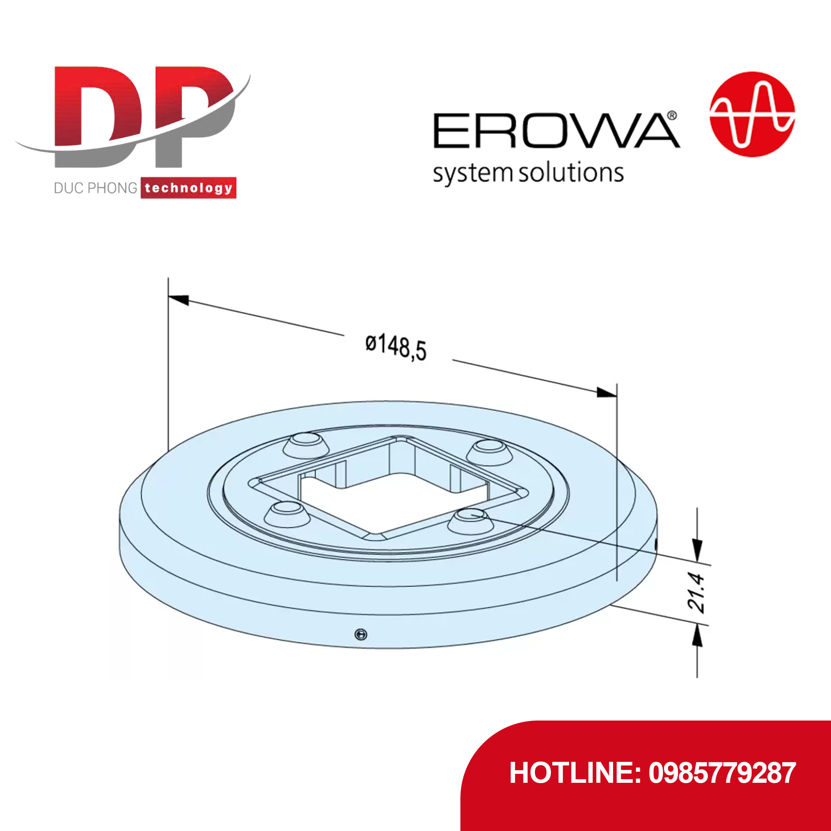 Vòng đệm kín EROWA ER-092203 PC P/ITS 50 C, nhôm anode hóa, chống bụi bẩn/phoi