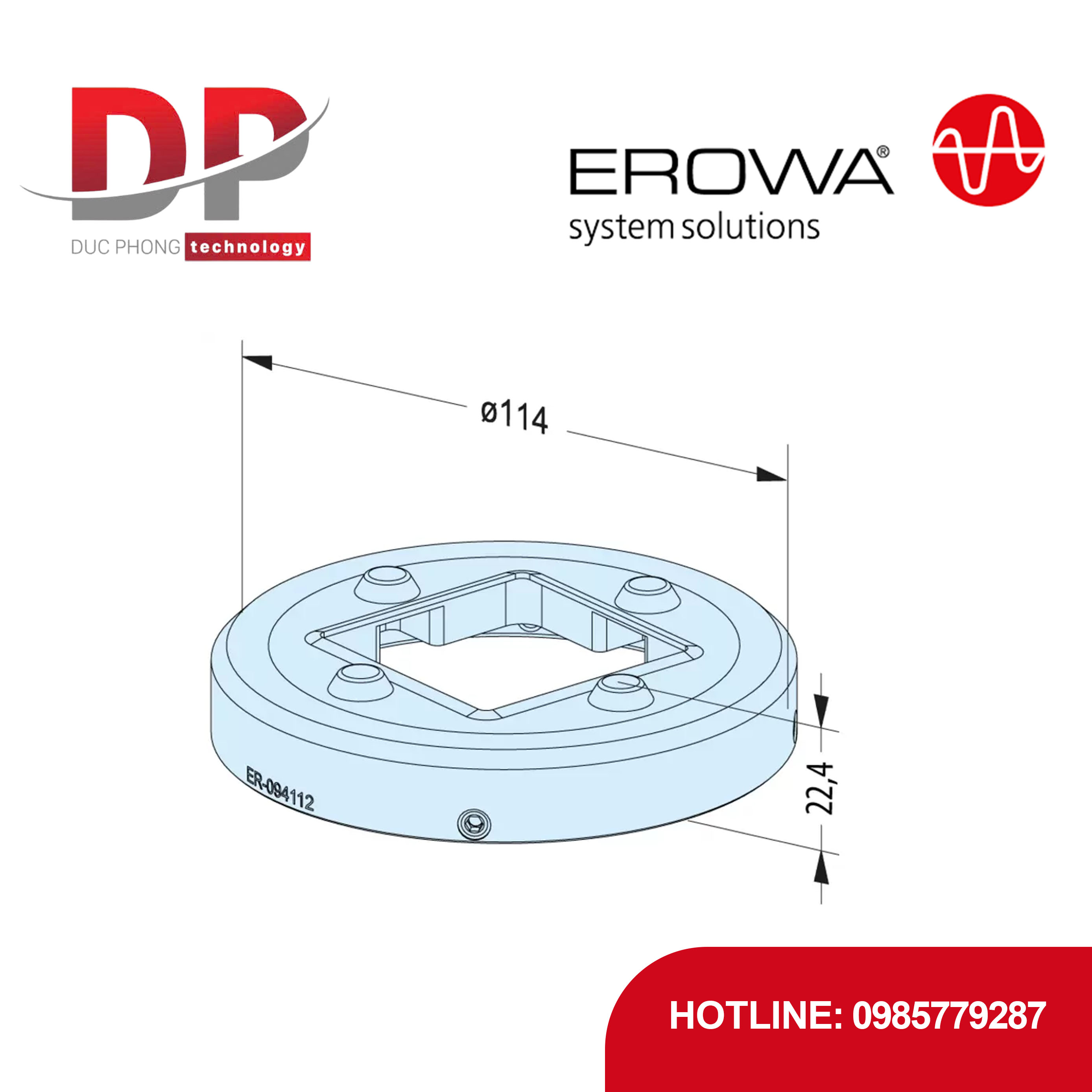 Vòng đệm kín EROWA ER-094112 Sealing Ring ITS 50 C, thủ công, bảo vệ SSF
